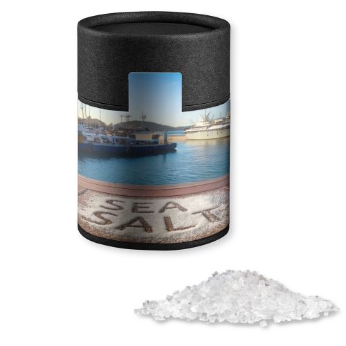 Sea salt, ca. 135g, cardboard can midi black
