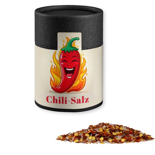 Chili salt, ca. 55g, cardboard can midi black