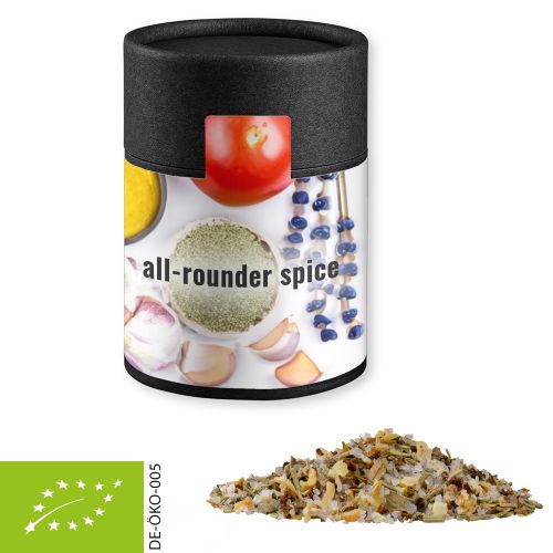Organic all-rounder spice, ca. 75g, cardboard can midi black