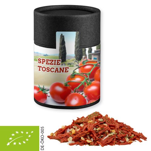 Organic tuscan bruschetta, ca. 50g, cardboard can midi black
