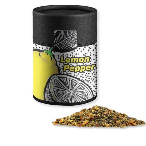 Lemon pepper, ca. 75g, cardboard can midi black
