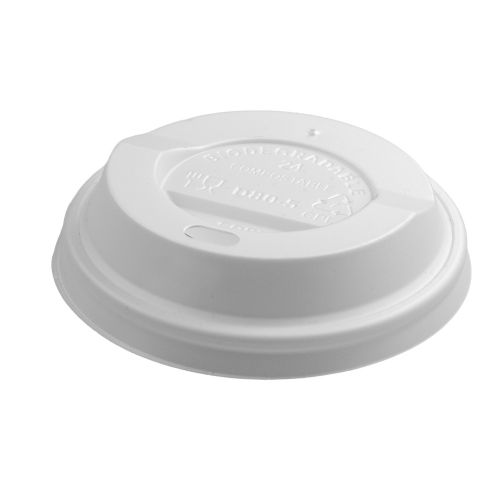 Packaging, ca. 1g, Compostable lids for cups white 80mm