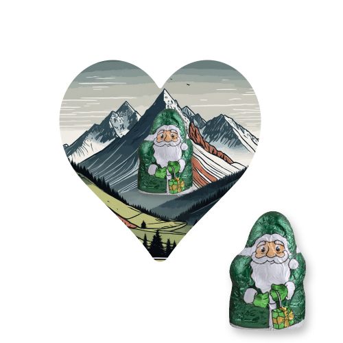Chocolate mini Santa Claus vegan, ca. 7g, express Mini flyer heart with print