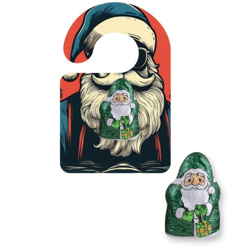 Chocolate mini Santa Claus vegan, ca. 7g, express Mini flyer hanger with print
