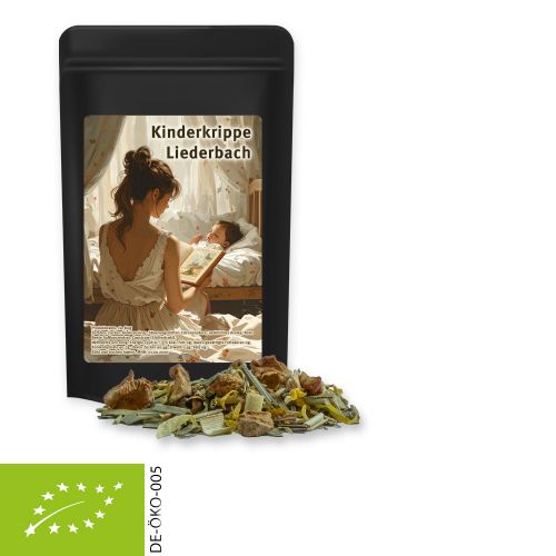Organic herbal tea peace of mind, ca. 12g, mini stand up pouch black with label