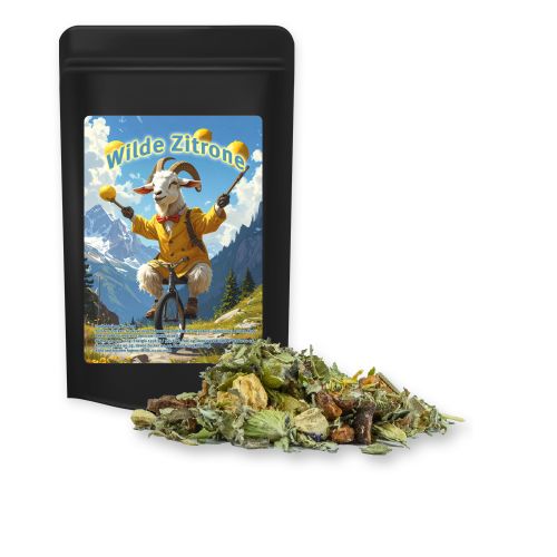 Herbal tea mountain tea & citrus, ca. 11g, mini stand up pouch black with label