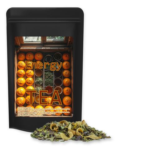 Mate tea orange, ca. 35g, midi stand up pouch black with label