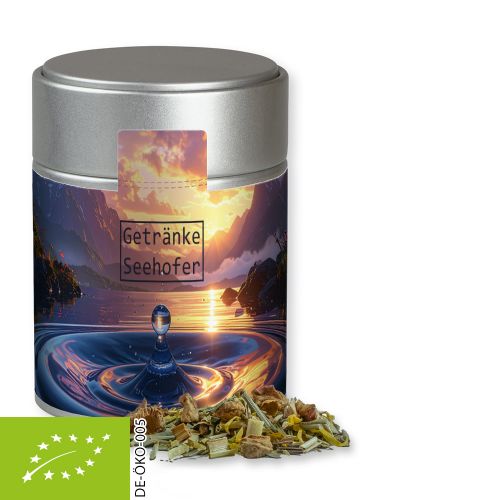 Organic herbal tea peace of mind, ca. 30g, metal tin midi silver