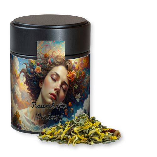 Herbal tea lavender, ca. 30g, metal tin midi black