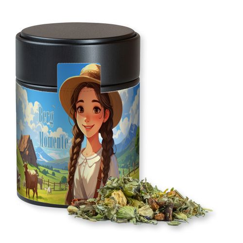 Herbal tea mountain tea & citrus, ca. 40g, metal tin midi black