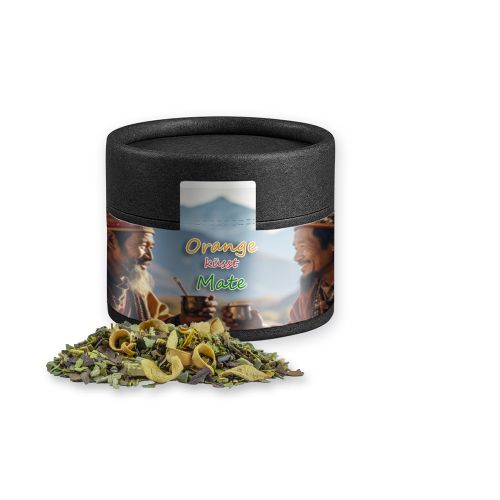 Mate tea orange, ca. 16g, cardboard can mini black