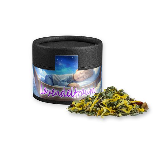 Herbal tea lavender, ca. 11g, cardboard can mini black