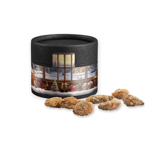 Burnt almonds with no added sugar, ca. 40g, cardboard can mini black
