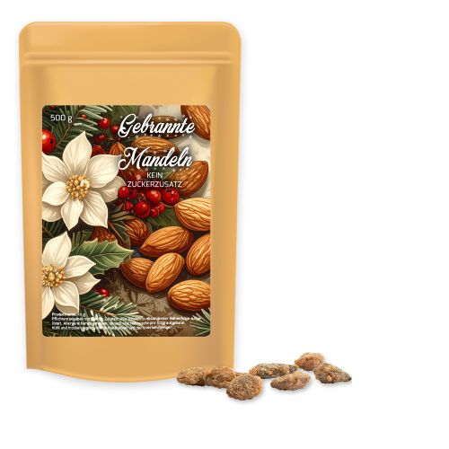 Burnt almonds with no added sugar, ca. 500g, maxi stand up pouch with label